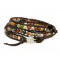 BLUEYES COLLECTION "Hot Mix Color India Agate Stainless Steel Snap Button Lock Genuine Leather Bracelet