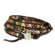 BLUEYES COLLECTION "Hot Mix Color India Agate Stainless Steel Snap Button Lock Genuine Leather Bracelet BLUEYES COLLECTION "Hot Mix Color India Agate Stainless Steel Snap Button Lock Genuine Leather Bracelet